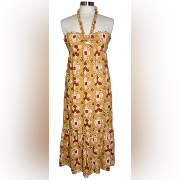 AERIE Brown and Pink Aztec Print Halter Maxi Dress XL NWT - Picture 8 of 8